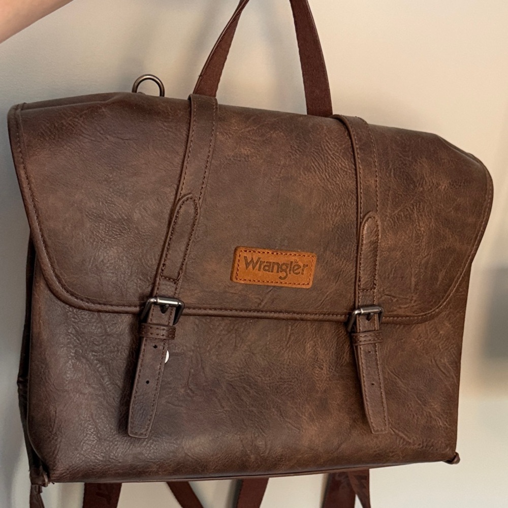 Wrangler Dark Brown Leather Backpack